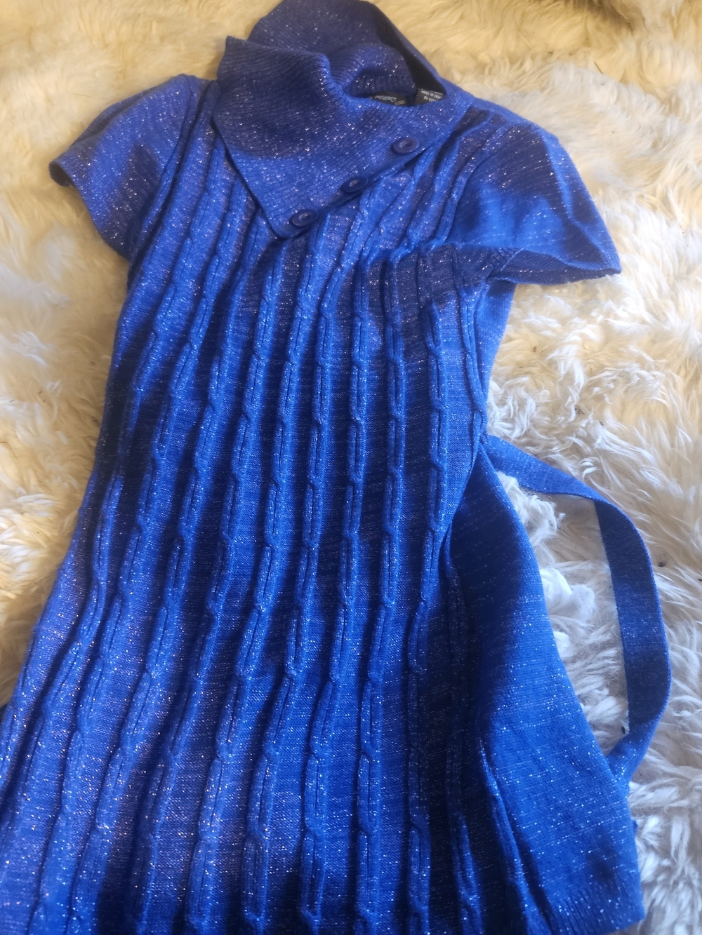 Sweater Project Shimmering Royal Blue Short-Sleeve Knit Top